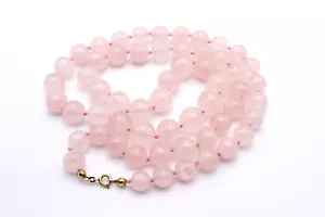 Quarzo Rosa Pietra Preziosa Catena Annodate Größenverlauf Collana Circa 74cm - Foto 1 di 2