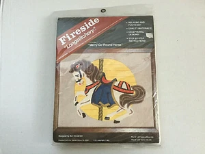 Vintage 1983 Fireside Longstitch Needlepoint Kit Merry Go Round Horse FI742003 - Foto 1 di 12