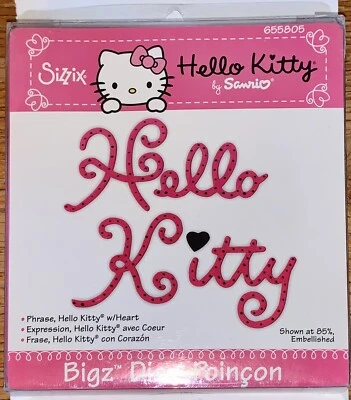 Sizzix BIGZ Die for BIGKick, Big Shot Machines Hello Kitty Phrase w/Heart 655805 - Image 1 of 3