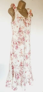 Per Una Floral Summer Dress Sz 10r Excellent! Cream Pink Cotton - Picture 1 of 12