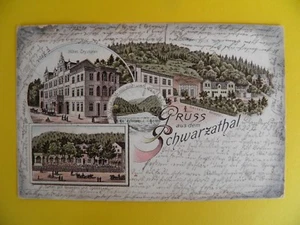1897? Alte Litho AK Gruss Schwarzathal Hotel Crysopras - Bild 1 von 2