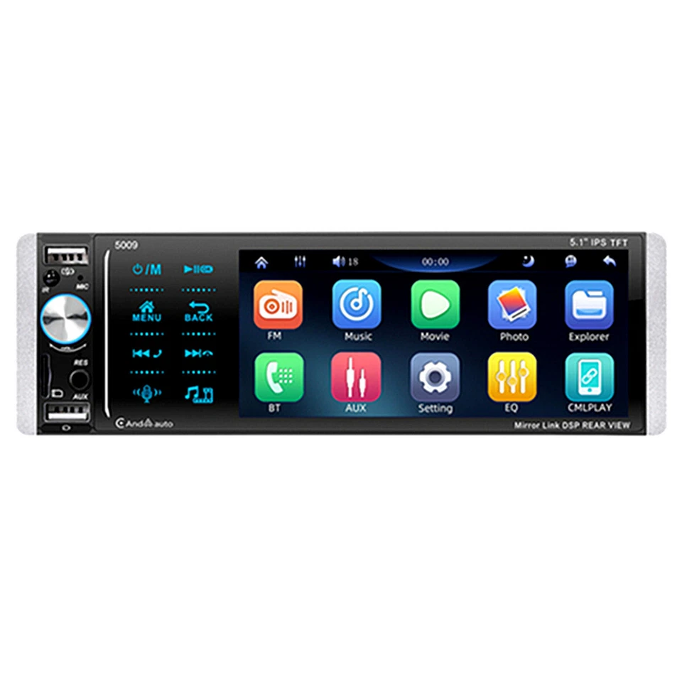 Radio Din individual estéreo para automóvil pantalla táctil reproductor de MP5 Carplay Bluetooth FM Aux USB Foto 1 de 4