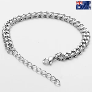 "Pulsera de cadena de acero inoxidable de 5-7 mm 316 L con eslabón de acera liso para hombre mujer 7"" 8"" 9" - Imagen 1 de 8