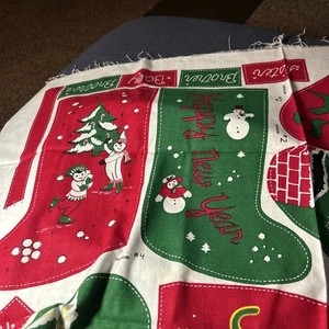 "Weihnachtsstrümpfe" Stoff Panel VIP Nähen Vintage sehr selten - Bild 1 von 10