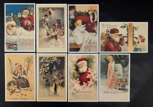 (8) Retro Vintage Frohe Weihnachten & Weihnachtsmann Postkarten Lot unbenutzt - Bild 1 von 3