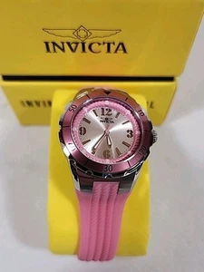 Invicta Women's Watch Angel Silver/Pink Dial Silicone Strap Quartz FREE SHIP - Picture 1 of 4