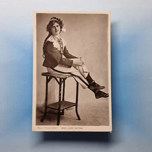Actress Postcard 1908 Real Photo Miss Alice Hatton Pom Pom Pigtail - Picture 1 of 2