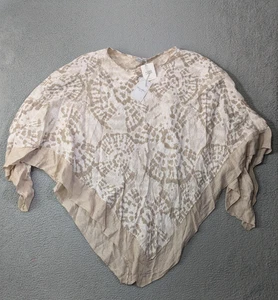 Poncho Top Mujer Elena Baldi Lino Puro Talla Única Boho Hecho en Italia - Imagen 1 de 11
