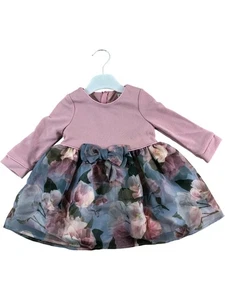 BAKER BY TED BAKER Baby Kleid 3-6 Monate Blumen Rosa Langarm Party Outfit - Bild 1 von 4