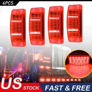 4Pcs Red 21 LED Side Marker Clearance Lights Waterproof 6in for Trailer Truck RV - Picture 1 of 11