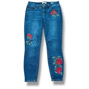 Vintage America Gr. 27 (4) Boho Skinny Ankle Low Rise Blumen bestickt Jeans - Bild 1 von 6