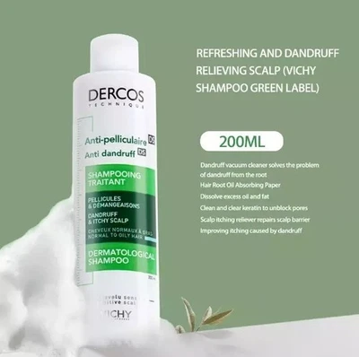 Vichy Dercos Anti Dandruff Shampoo Flakes Normal Oily Hair Scalp Itchy - 200ml - Image 1 of 4