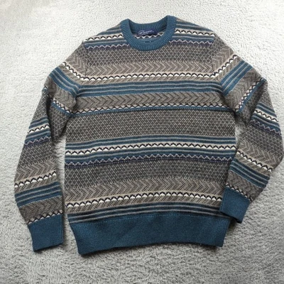 Gap Sweater Mens M Green Fair Isle Lambswool Blend Knit Texture Classic Winter - Image 1 of 4