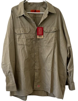 NWT Red Kap ST52KH Men’s Work Uniform Shirt Khaki Long Sleeve 3XL Regular - Image 1 of 4
