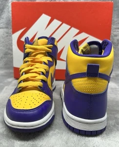 Nike Dunk High GS Retro Lakers Court Purple Gold DZ4454-500 Size 4 Youth - Picture 1 of 15