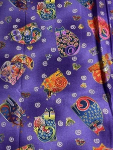 Laurel Burch Quilting Fabric “Fabulous Felines” Purple 18 Inches - Picture 1 of 3