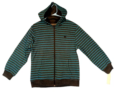 Zoo York Blue Black Striped Full Zip Hoodie Youth Size Medium 10/12 NWT - Image 1 of 4