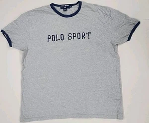 Polo vintage sport gris t-shirt homme taille XL Y2K sonnerie - Photo 1/9
