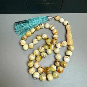 Perline di preghiera islamica Oreo Ambra Tasbih Misbaha fatte a mano 10,8 mm 43 g - Foto 1 di 3