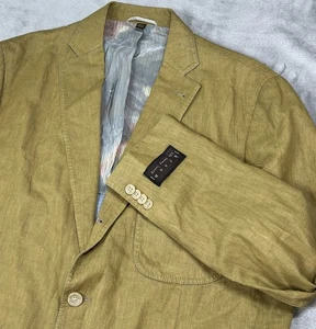 Kroon Blazer 42R* Olive Green Linen Cotton Sport Coat Iridescent Blue Fleck New - Picture 1 of 19