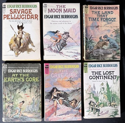 Lot of 6 Edgar Rice Burroughs - Ace PB 1950s-60s Vintage Fantasy Sci-Fi Foto 1 de 3