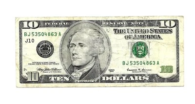 1999-$10. DOLLAR NOTE FROM KANSAS CITY, NUMBER (53504863) SEE IT. GREAT BILL. - Image 1 of 2