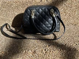 Cole Haan Black Leather Quilted Leather Satchel Handbag - Picture 1 of 20