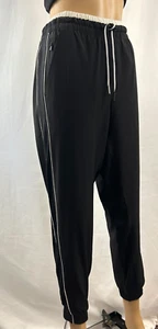 Pantalones de chándal para mujer Athleta Brooklyn, negros/blancos, bolsillos con cremallera con cordón talla 8 - Imagen 1 de 13