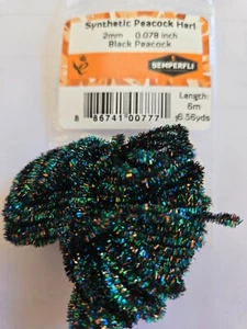 Synthetic Peacock Herl Chenille 2mm " Black Peacock " body for Flies - Foto 1 di 3