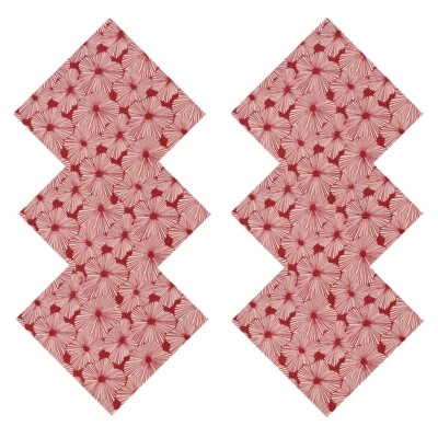 Set of 48 Cotton Cloth Napkins Indian Block Print Floral Square Bandana Maroon - Image 1 of 4