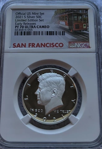 2021 S Silver Kennedy Half Dollar Limited Edition Silver Proof 50C NGC PF 70 UC Cover