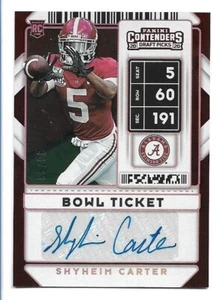 Boleto de tazón Shyheim Carter 2020 Panini Contenders Draft Picks automático RC #233 #36/99 - Imagen 1 de 2