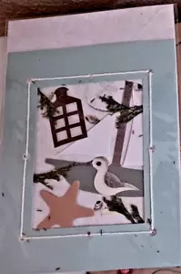 6 3/4 X 5.5" NEW/SEALED SEASIDE BLANK CARD W/ SEAGULL, STARFISH,BOAT & LANTERN - Picture 1 of 5