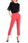 RRP €125 8PM Crepe Tapered Trousers Size XS Red Elasticated Waist Made in Italy