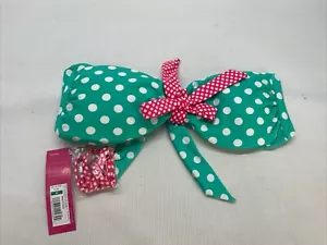 Xhilaration Juniors Bikini Top Size Medium Bandeau Mint Green Polka Dot New - Picture 1 of 5