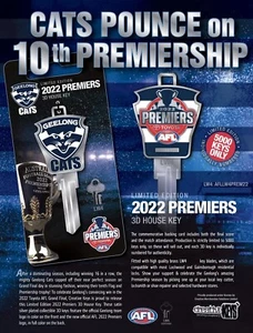 Geelong Cats 2022 AFL Premiers House Key Blank - LW4 -Collectable - IN STOCK - Picture 1 of 3