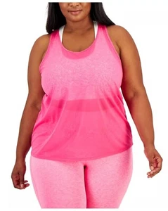ID Ideology Womens Plus Sheer Racerback Tank Pink Shock 2X - Picture 1 of 4