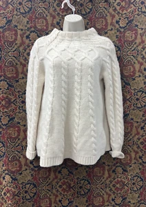 Antonio Melani Sweater Lambswool/Rabbit Ivory Cable knit Pullover Small - Picture 1 of 8