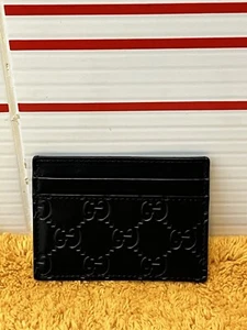 New Authentic Gucci Guccissima Black Leather Card Case Card Holder - Picture 1 of 2