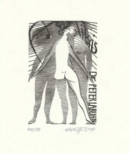 Exlibris - By Wolfgang WURFEL - For Peter Labuhn - Judgment of Paris - Signed - Imagen 1 de 1