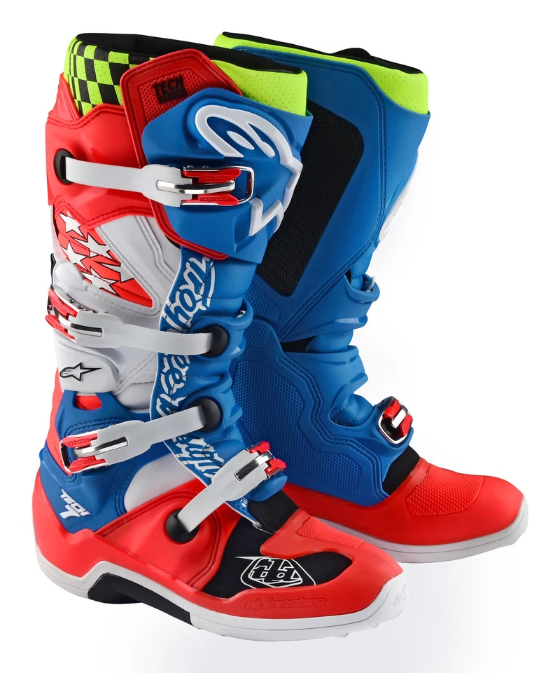NEW ALPINESTARS TLD TROY LEE DESIGNS 2024 TECH 7 MOTOCROSS BOOTS RED WHITE BLUE - Image 1 of 1