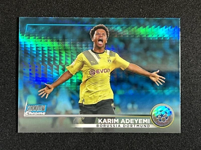 2022-23 Topps Stadium Club Chrome Karim Adeyemi #27 Blue Prism Refractor SP - Image 1 of 2