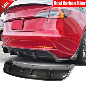 For Tesla Model 3 Sedan 2016-2023 Matte Carbon Rear Bumper Diffuser Lip Valance - Picture 1 of 12