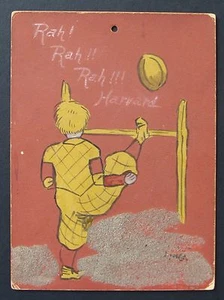 Harvard Football Late 1800's/Early 1900's Antique Original Small Painting~Rare! - Picture 1 of 1