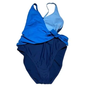 Bleu Rod Beattie Cross and Tie Front One Piece Swimsuit Blue Size 6 - Picture 1 of 9