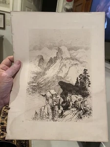 Thomas Moran 1887 Signed Dry Etching of Half Dome Rock Yosemite National Park - Picture 1 of 7