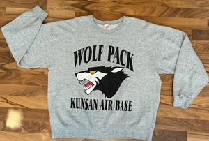 VTG Wolfpack Kunsan Air Base Korea Sweatshirt Rare Air Force Made in USA - Picture 1 of 6