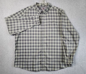 Swiss Tech langärmliges kariertes Herrenhemd mit Knopfleiste und Druckknopf Größe 3XL grün grau - Bild 1 von 7