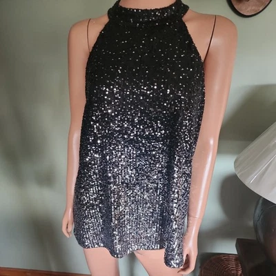 Camiseta sin mangas con cuello alto halter lentejuelas ombre cable & gauge talla XL ¡NUEVA CON ETIQUETAS! Foto 1 de 3