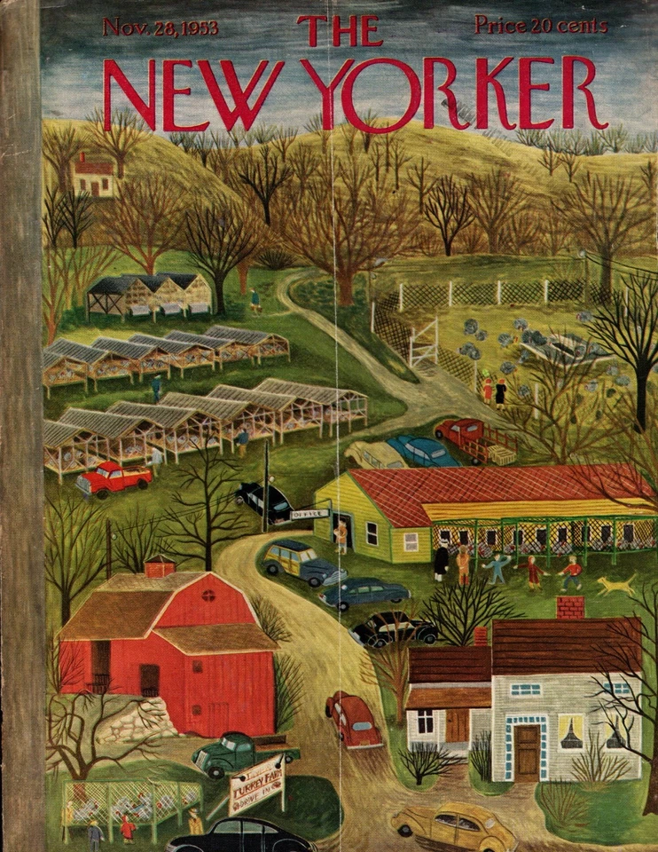 1953 New Yorker November 28 - Turkey Farm in Connecticut Original cover only Foto 1 de 1
